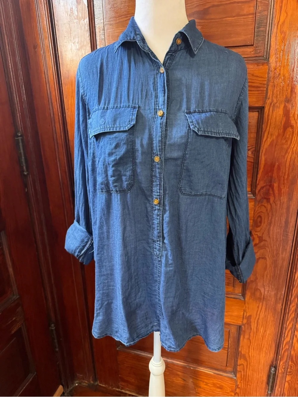 J.Crew Indigo Gauze Popover Shirt – Women’s Size 8